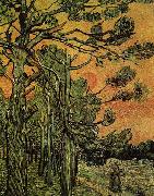 Vincent Van Gogh Palm Trees against a Red Sky with Setting Sun oil painting reproduction